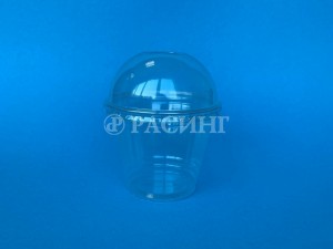 Креманка прозрачная 200мл PET d-78мм с купольной крышкой с/без отверстия